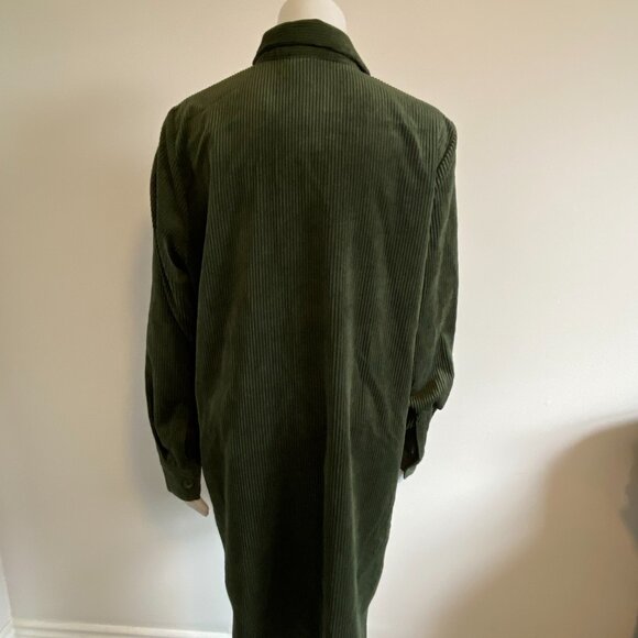 Women's Green Corduroy Long Sleeve Dress - Picture 2 of 10